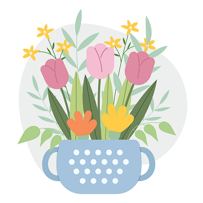 Spring bouquet in a flowerpot graphic design summer