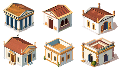 Ancient Roman Houses #2 ancient houses ancient roman design houses icons illustration roman houses romans