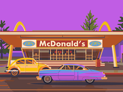 McDonald's Scene Animation 2d animation day fast foods mcdonalds motion graphics night scene