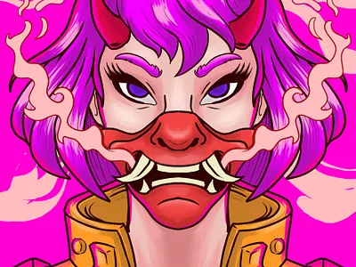 Oni Mask Girl artwork comission girl illustration japan japanese mask mask nft oni oni mask samurai scifi t shirt