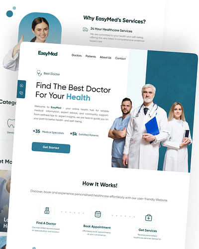 EasyMed- Medical website UI Design android appointment bestdoctor doctor graphic design health healthcare ios medical medicalwebsite termin ui website well being wellness