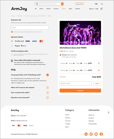 Event website / e-commerce / checkout /error checkout clear concert design error event failure faq festival payment theater ticket ui ux website