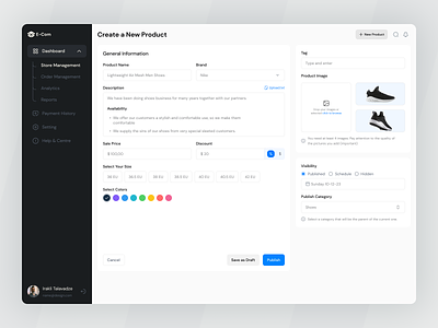 E-Commerce - Create a New Product add new product add product admin dashboard dashboard e commerce e commerce dashboard online store product product design product details product page sales admin sales admin dashboard stock product store uiux web application web ui webapp