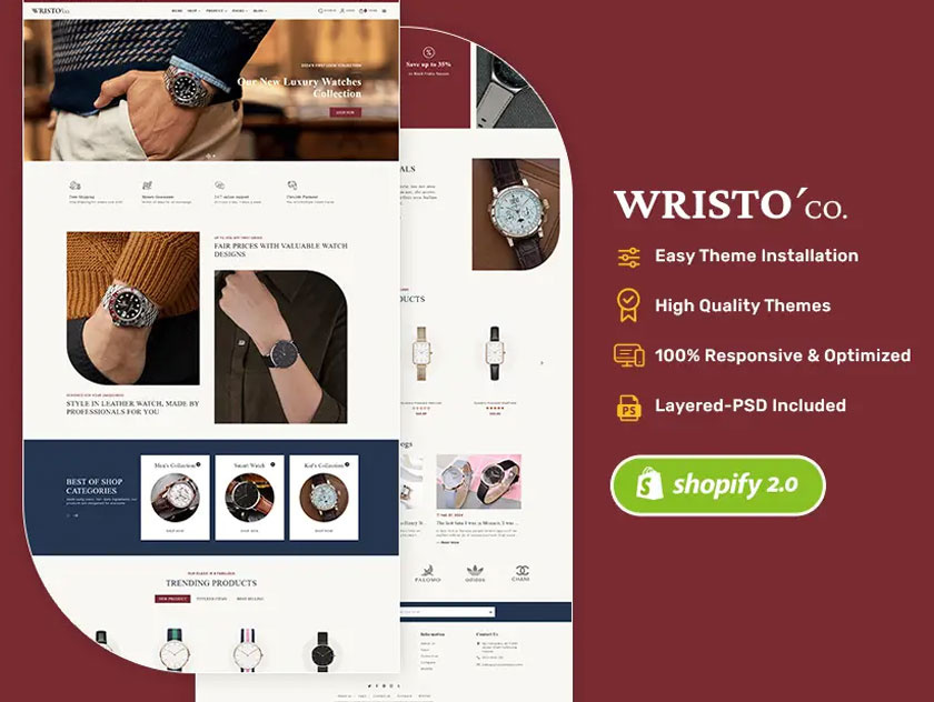 Wristo – Luxury Watches, Jewelry & Lifestyle – eCommerce Theme luxurious opencart prestashop shopify template templates theme watches woocommerce wordpress