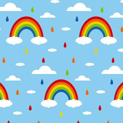 cartoon rainbow cloud pattern abstract blue cartoon children clothing cloud colorful doodle drops fabric illustration pattern rain rainbow retro seamless sky vector wallpaper weather