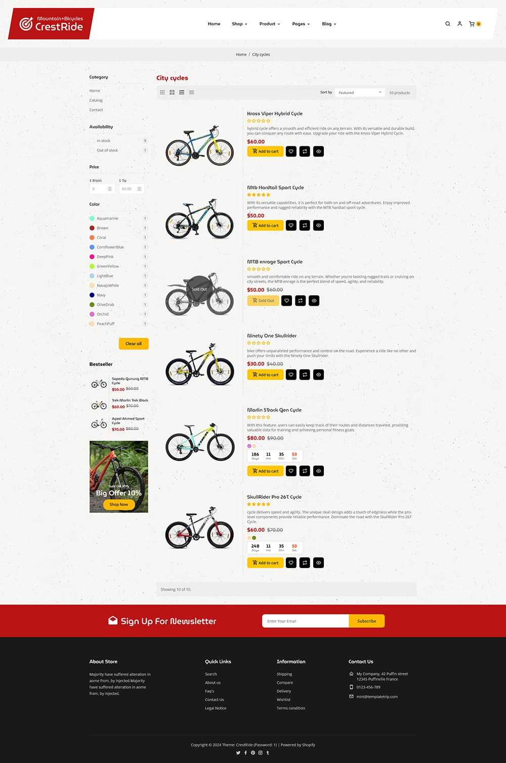 CrestRide – Sports Bicycles, Bikes, Adventures Shopify Theme by ...