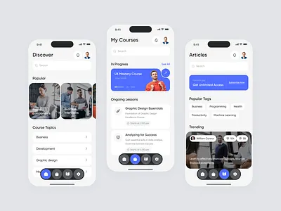 EduTrack - Education mobile app clean ui courses education laas learning mobile