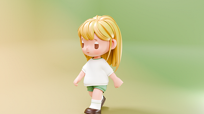 little girl walking，3D loop animation 3d 3d characters blender design illustration motion design role conception ux