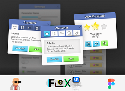 Mobile game interface. Business tycoon. UI Kit. FlexUI v2.003 business figma flat flexui game gui hud interface mobile mobile game tycoon ui ui kit uikit user interface ux web web game