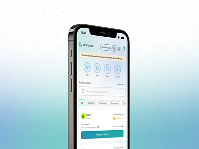 Huntdrop Mobile App. airdrops designer figma ui design