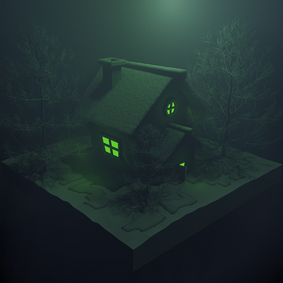 Spooky house orthographic render 3d 3d modeling scary spooky
