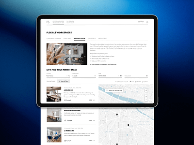 Flexible Workspaces Booking Website booking meeting mockup website