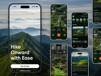 Hiking Guide Mobile App app app ui carpathian climb guide guide app hiking hiking app ios minimal mobile mobile app mobile app ui mountain navigation app navigator sport tracking travel ukraine