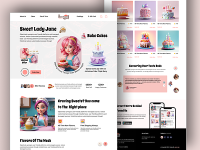 Delicious - Cake Shop Website Design 🎂 bakery landing page bakery website bakery website template cake landing page cake shop cake website design cakes candy delicious e commerce food delivery food shop food shop website landing page design shop store web design website design website ui
