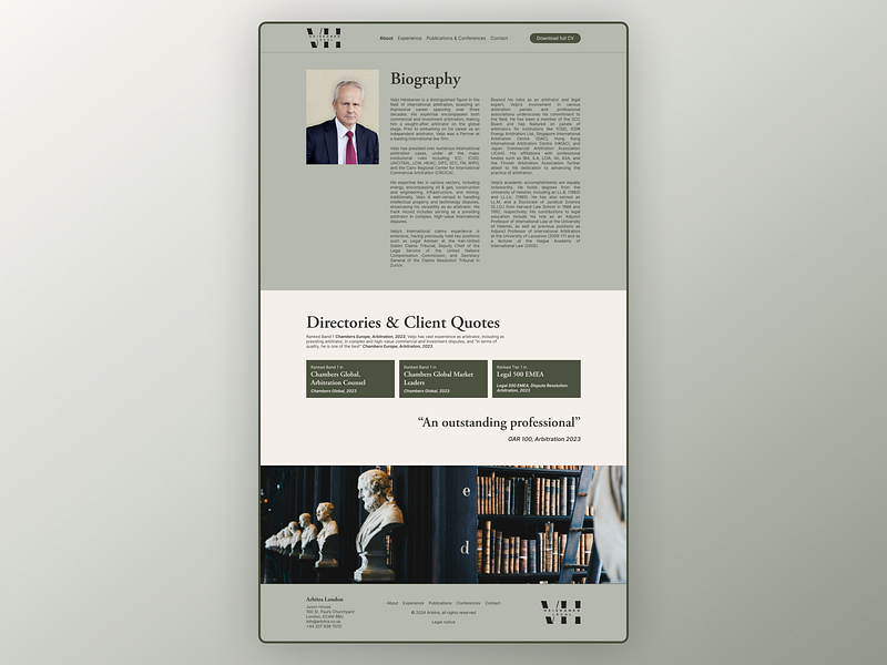 Homepage - Arbitrator Portfolio branding design journal lawyer portfolio ui ux