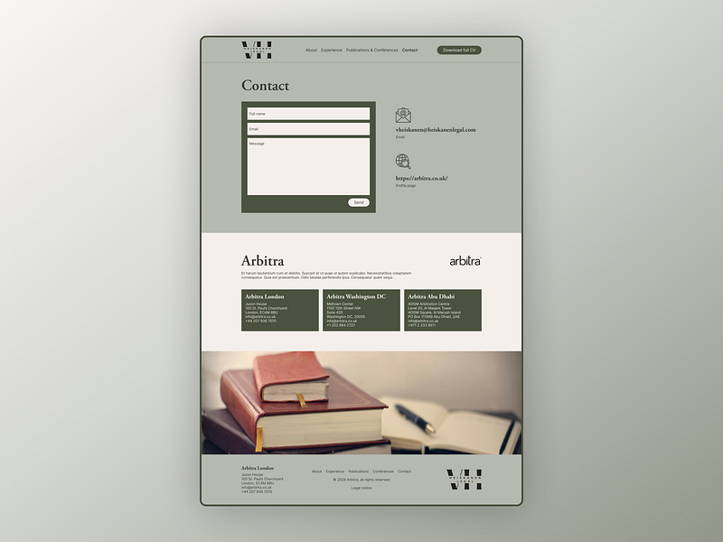 Contact - Arbitrator Portfolio branding contact contact form design journal lawyer ui ux