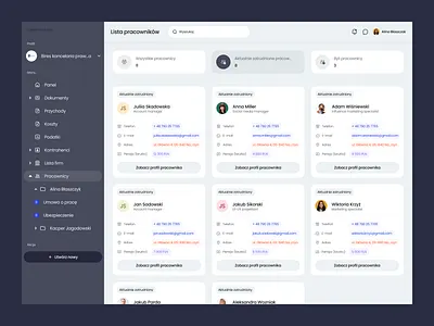 Employee profile page accounting emploee finance hr ui ux worker worker profile