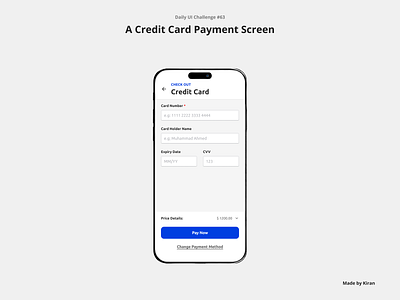 Daily UI Challenge #63 card chechout credit card debit card design mayment mobile design pay pay now payment method ui uichallenge ux uxdesigner uxui