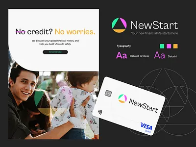 Visual ID - Branding branding colors debit card design digital bank fintech geometric shapes high contrast immigrants logo logo design newstart niche nymbus nymbus labs photography poster typography visual id