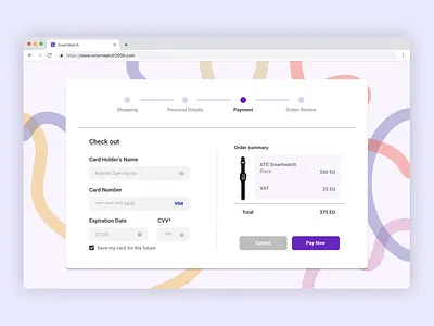 Check out card - Web card desktop page ui