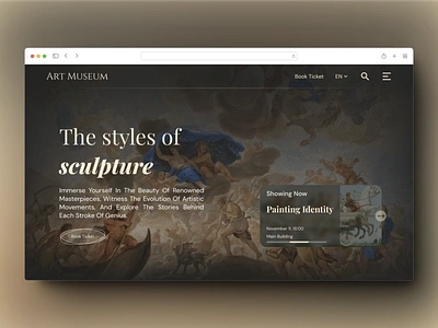 ART MUSEUM Landing Page Design 3d adobexd animation art branding creative design figma hero section illustration landing page minimalistic museum museum design museum website ui ui design ux webdesign website