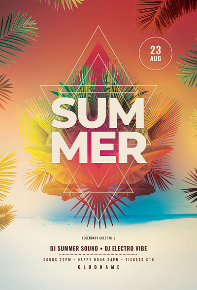 Summer Flyer beach design download exotical flyer graphic design graphicriver photoshop poster psd summer flyer template tropical