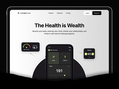 BMI Calculator Mobile App Landing Page Concept bmi app landing page calculator app health mobile app landing page design mobile app design uitrend uiux uxtrend web web landing page