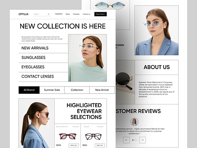 Opticio - Eyewear website design accessories branding e commerce ecommerce ecommerce website ecommerce website design eyeware eyewear website fashion graphic design inspiration landing page landing page deisgn minimal design modern design product page shopping trendy design ui design website design