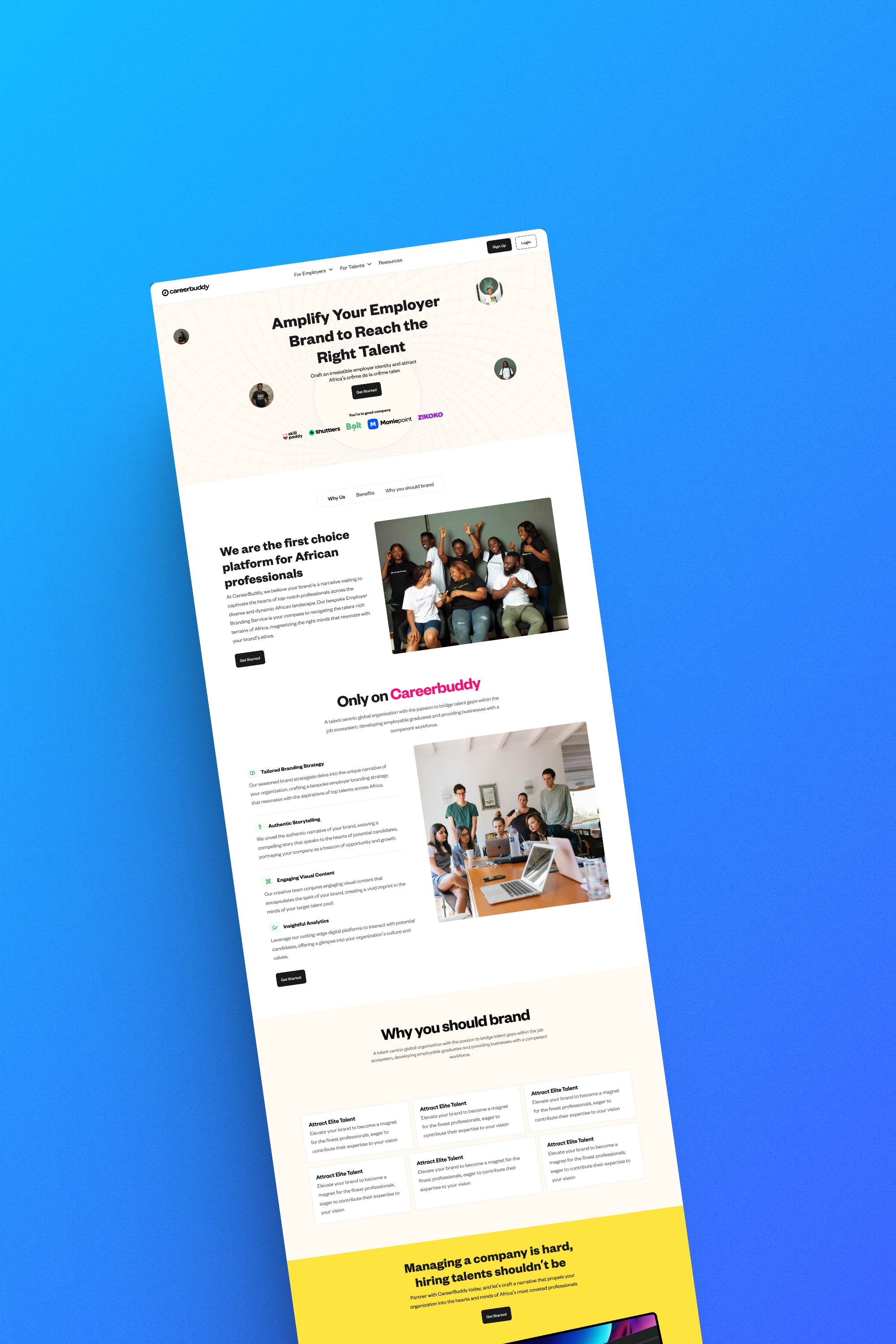 Agency Landing page design landing page product design recruiter school talents ui