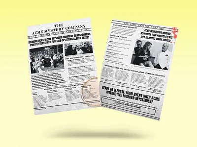 ACME Mystery Company - Sell Sheet Template branding canva graphic design marketing sellsheet template