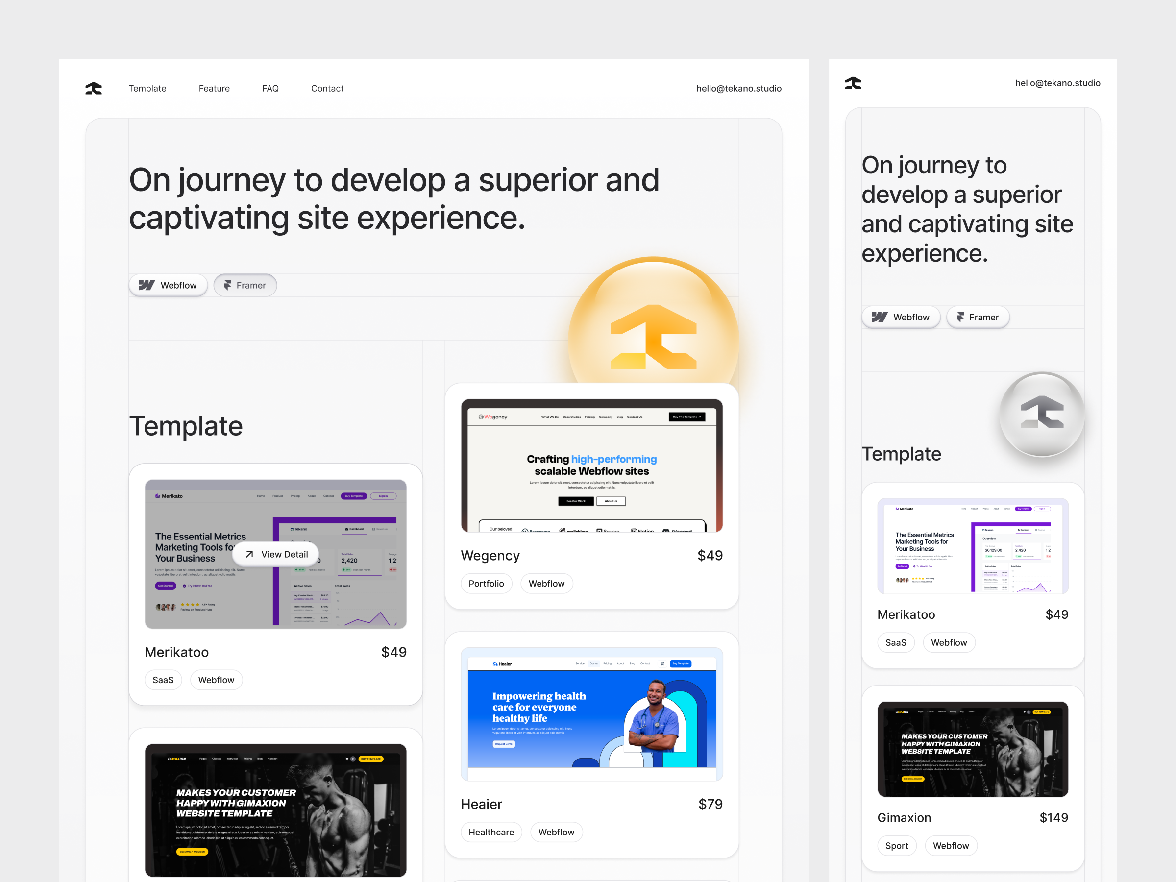 Tekano Studio — Framer Portfolio Website framer framer website landing page portfolio portfolio website ui website