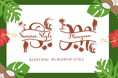 Summer Style Monogram beach beautiful branding design font font design graphic design handwritten illustration logo monogram spring summer ui vacation wedding