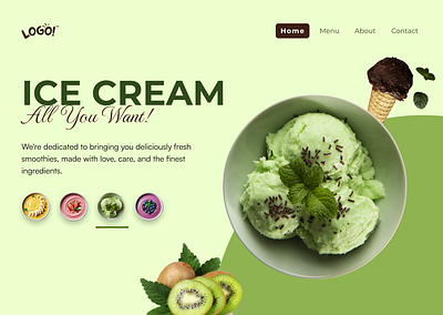 Ice cream Landing Page banner branding graphic design ice cream website illustration landing page typography ui uiux vector web web design web ui website