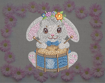 Easter bunny drummer machine embroidery design embroidery embroidery design embroidery digitizer embroidery digitizing embroidery digitizing company
