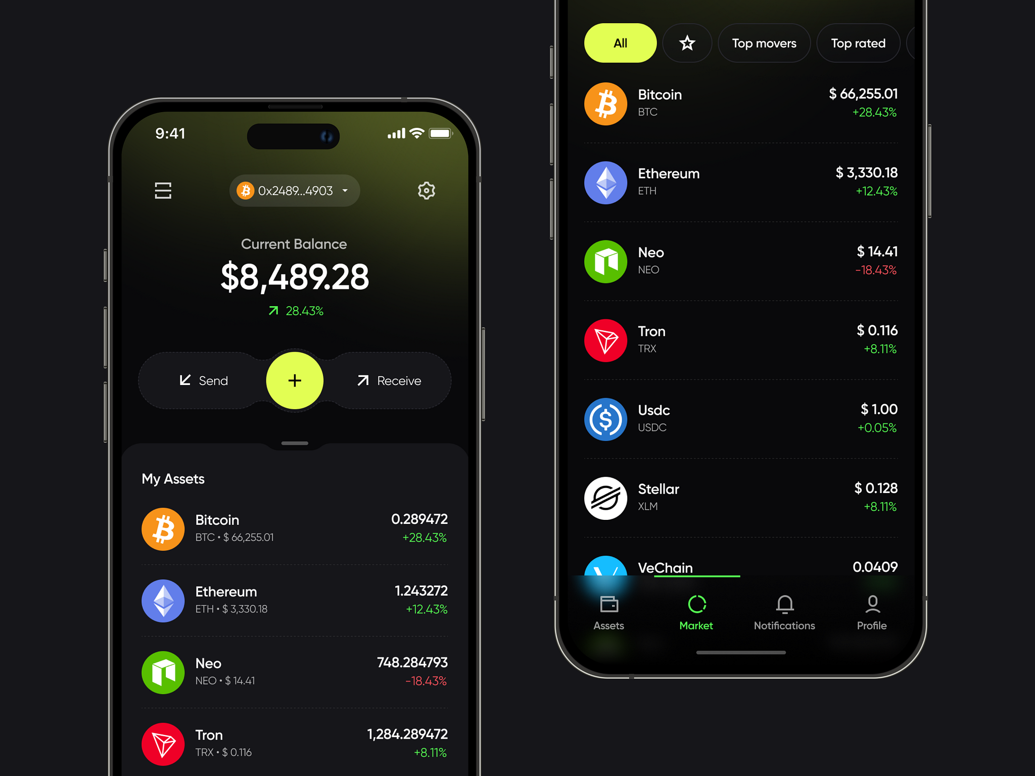 Crypto Wallet app UI by Nicholas Ergemla for Awsmd on Dribbble