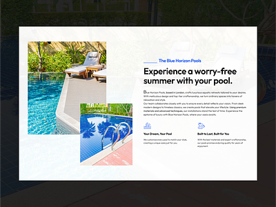 Pool Installation Company About Section Design business website dailyui design elegant design freelancer inspiration design landingpage luxury pool modern design pixavail studio pool builder company pool cleaning website pool maintenance company ui design ux design web design web designers websites