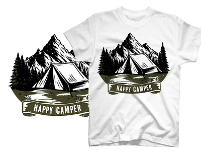 Happy camper camping adventure t shirt design camp mountain