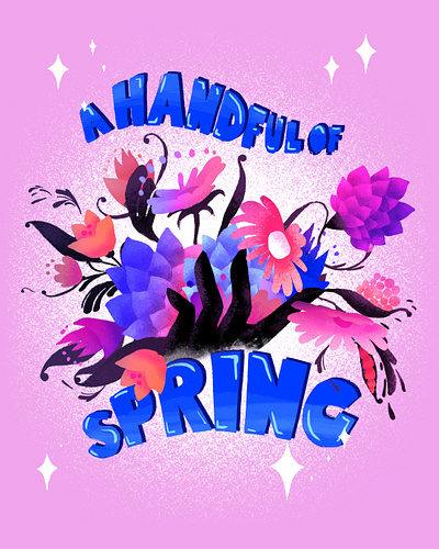 A Handful of Spring - loop animation 2d animatedquote animation floral flowers flowersillustration graphic design illustration kinetictype loopanimation motion graphics pattern positivequote positivethinking quote typography vintageillustration vintagetype