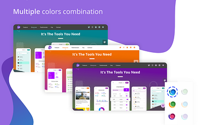 Multiple colors combination apps branding carousel color corporate dark mode figma homepage landing page mobile palette showcase ui