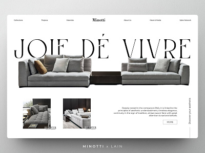 Minotti - Luxury Furniture Company Landing Page branding company company profile design furniture international landing page layout luxury ui ui design ux web design web layout webdesign website website design website layout