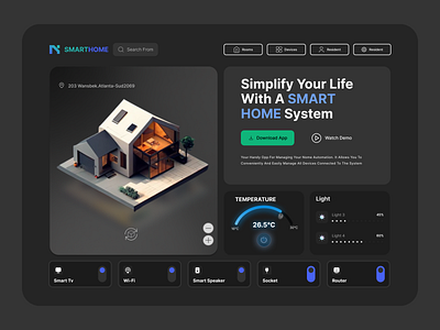 SMART HOME Landingpage app appui dashboard design designer figma landing page minimal smarthome smarthomelandingpage ui uidesign uiux uxdesign