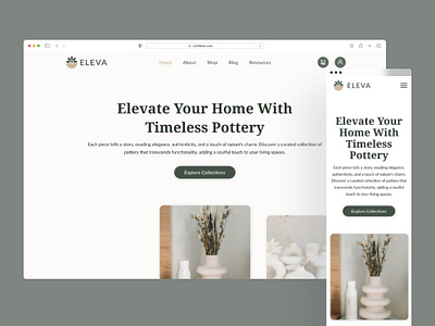 Eleva Pottery Shop Website Design branding business pottery uidesign uxdesign webdesign