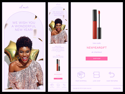 Tabular.email Template arc branding design ecommerce email fashion hero icons layout make up new year pink promo code template