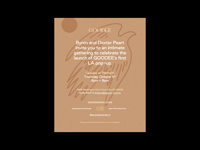 LA Pop-Up Opening Invitation for Goodee branding brown design ecommerce invitation invite la layout pop up print