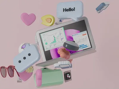 Smm manager routine. 3D laptop animation 3d 3d animation 3d models animation camera chaos corporate cute design design for social media heart illustration laptop like motion graphics smm social media video