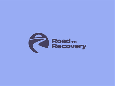 Road to Recovery addiction blue blurple branding car circle design drug hope icon logo purple r ride road sun type typography