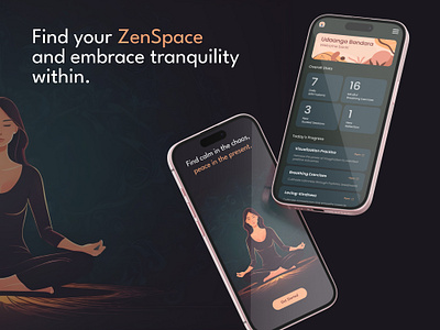 ZenSpace- Meditation mobile app design graphic design minimal mobile ui ux web