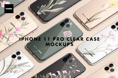 iPhone 11 Pro Clear Case Mockup Set creatsy custom customizable design etsy mockups personalized print printable printed printing shop sublimated sublimation template up