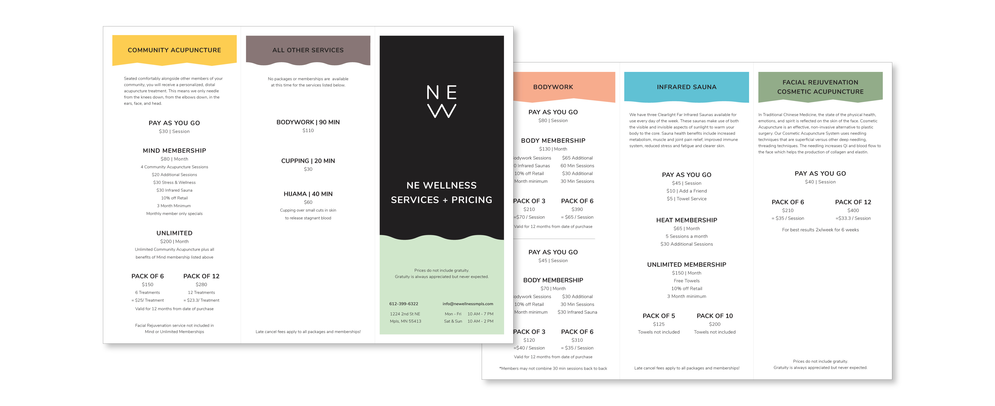 Northeast Wellness acupuncture print materials promo materials website design wellness wellness clinic zen