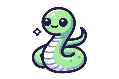 Cute baby snake vector illustration flat